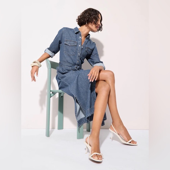 blue mini.dress Dahlia Midaxi Dress in Navy Blue – JULY Fashion main image 0